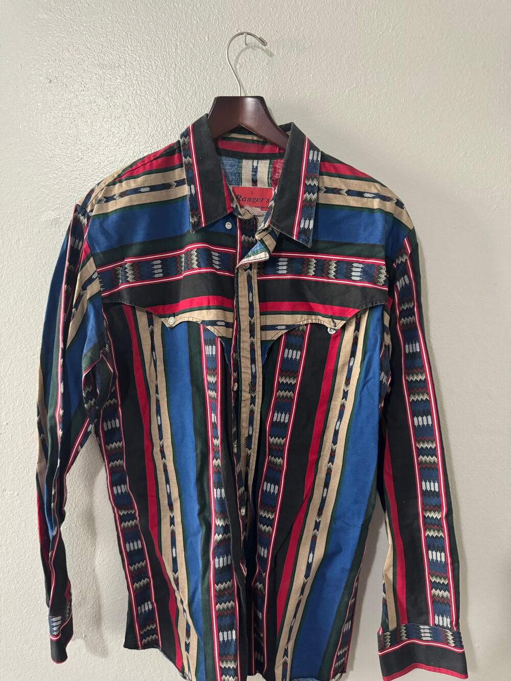 Vintage Rangers Mexico Aztec Western Multicolor Button Up Longsleeve Shirt